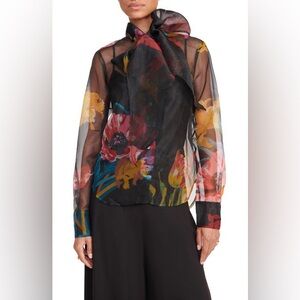 STAUD Organza Tie Blouse